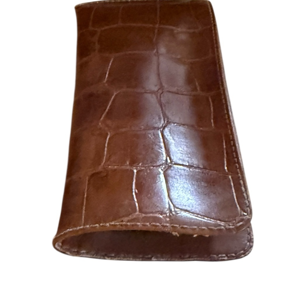 Brown Faux Crocodile Embossed Glasses case